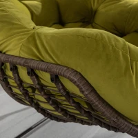 Outdoor Rattan Rocking Chair with Padded Cushion, Oversized Recliner Rocker for Porch, Patio, Living Room, Garden, 44" L x 37" W x 31.5" H, Olive(m-11)