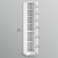 HOMCOM Freestanding Tall Bathroom Storage Cabinet with Adjustable Shelves, Bathroom Organizer, White Wood Grain(m-3)
