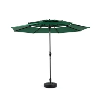 3-Tier Auto-Tilt Patio Umbrella with Crank System, 8 Ribs Support, Outdoor Market Table Pool Deck Umbrella, 116" L x 116" W x 98.5" H, Dark Green(m-2)