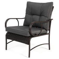 3-Piece Outdoor Wicker Furniture with Modern Chairs, Coffee Table, Steel Frame, Weather-Resistant Patio Set with PE Wicker, Brown+Gray(m-5)