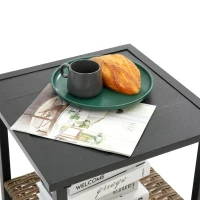 3-Piece Outdoor Rocking Rattan Chair Set with Steel Frame, Durable and Easy to Move, Includes Table, 29" L x 25.5" W x 31" H, Gray(m-6)