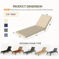 Outsunny 2-Piece Patio Chair Cushions with Backrests, Replacement Cushions for Outdoor Lounge Chair, Beige(m-3)