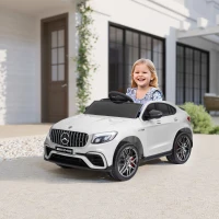 Aosom 12V/7AH Kids Ride on Car, Mercedes Benz AMG GLC63S Coupe, Electric Car with Remote Control, Handle, 2 Speed, with Music, Electric Light, Easy to Move, White(m-1)