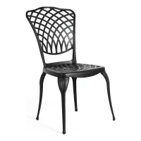3-Piece Rustproof Cast Aluminum Bistro Set with 2 Chairs and 1 Round Table, Foot Caps, Weather Resistant Outdoor Patio Furniture, Black(m-8)