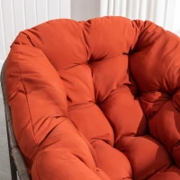 Outdoor Rattan Rocking Chair with Padded Cushion, Hand-Woven Recliner, Ergonomic Design, Steel Frame, 44" L x 37" W x 31.5" H, Orange(m-10)