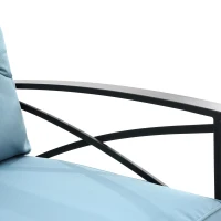 3-Piece Outdoor Rocking Rattan Chair Set with Steel Frame, Includes Table and Cushions, 29" L x 25.5" W x 31" H, Blue(m-6)