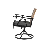 5-Piece Patio Dining Set with 4 Swivel Rocker Chairs, 1 Steel Table, Removable Cushions, Wicker Furniture Set for Garden, Backyard, Brown+Gray(m-5)