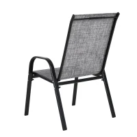 4-Piece Patio Chairs Set with Textilene Fabric, Armrest and High Backrest, Camping Chairs for Garden, Beach, Yard, 24.5" L x 24.5" W x 38" H, Gray(m-8)