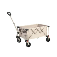 Folding Wagon Cart with All Terrain Wheels, Quick Setup and Folding, Heavy Duty Garden Cart with Adjustable Handle, 30.5" L x 19" W x 18" H, Beige(m-6)