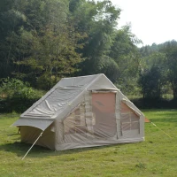 Inflatable Camping Tent with High Performance Structure, Stove Jack, 4-Season Glamping Tent for 4-6 Persons, 118" L x 82.5" W x 79" H, Beige(m-1)