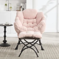 Ergonomic Lazy Chair with Ottoman, Armrests and Side Pocket, Lounge Accent Chair with Steel Frame, 31.5" L x 25" W x 37.5" H, Pink(m-5)