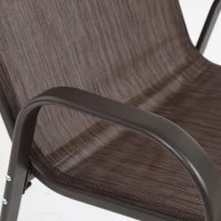 4-Piece Patio Chairs Set with Breathable Textilene Fabric, Armrests and Backrest, Camping Chairs for Garden, Pool, 24.5" L x 24.5" W x 38" H, Brown(m-6)