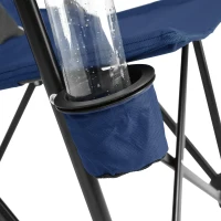 High Back Heavy Duty Lawn Chair with Cup Holder, Portable Collapsible Chair, Supports 250 lbs, Steel Frame, 22.5" L x 25.5" W x 41" H, Navy Blue(m-6)