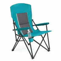 High Back Heavy Duty Lawn Chair with Cup Holder, Portable Collapsible Chair, Supports 250 lbs, Steel Frame, 22.5" L x 25.5" W x 41" H, Blue(m-2)