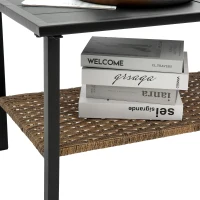 4-Piece Patio Sectional Sofa Set with Cushions and Steel Table, Outdoor Rattan Wicker Conversation Set , 47.5" L x 29.5" W x 31.5" H, Gray(m-7)