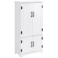 HOMCOM Accent Floor Storage Cabinet Kitchen Pantry with Adjustable Shelves and 2 Lower Doors, White(m-16)