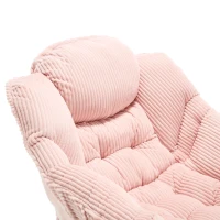 Ergonomic Lazy Chair with Ottoman, Armrests and Side Pocket, Lounge Accent Chair with Steel Frame, 31.5" L x 25" W x 37.5" H, Pink(m-12)