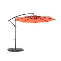 10ft Offset Hanging Market Patio Umbrella with Polyester Shade, 8 Steel Ribs, Easy Tilt Adjustment, 116" L x 116" W x 98.5" H, Orange(m-2)