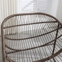 Outdoor Rattan Rocking Chair with Padded Cushion, Hand-Woven Recliner, Ergonomic Design, Steel Frame, 44" L x 37" W x 31.5" H, Orange(m-13)