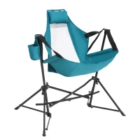 Set of 2 Hammock Camping Chair with Adjustable Back, Cup Holder, Carry Bag, Folding Portable Chairs with Pillow, 35" L x 38" W x 42" H, Blue(m-12)