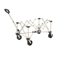 Folding Wagon Cart with All Terrain Wheels, Quick Setup and Folding, Heavy Duty Garden Cart with Adjustable Handle, 30.5" L x 19" W x 18" H, Beige(m-7)