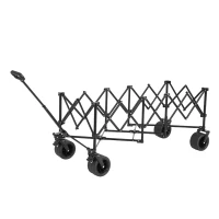 Foldable Extended Wagon with Big All-Terrain Beach Wheels, Folding Utility Garden Cart with Drink Holders, 53.5" L x 21" W x 40.5" H, Blue(m-7)