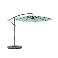 10ft Offset Hanging Market Patio Umbrella with Easy Tilt Adjustment, Polyester Shade, 8 Steel Ribs, 116" L x 116" W x 98.5" H, Light Green