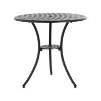 3-Piece Patio Bistro Set with Umbrella Hole, Environmental Protection Coating, All-Weather Cast Aluminum Table and Chairs for Garden, Black(m-11)