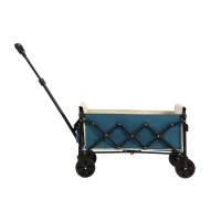 Lightweight Portable Heavy Duty Folding Beach Wagon with Wheels, Outdoor Utility Cart for Grocery, Garden, 26" L x 16" W x 17.5" H, Blue(m-1)