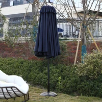 14.8 ft Double-Sided Outdoor Patio Umbrella with Steel Frame, Large Rectangular Design with Convenient Crank System, 178.5" L x 105'' W x 100.5" H, Navy Blue(m-4)