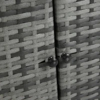 Outdoor Wicker Bar Cart with Wheels, Patio Wine Serving Cart, Rolling Rattan Beverage Bar Counter Table with Glass Top, 51" L x 20" W x 35" H, Aqua Gray(m-9)