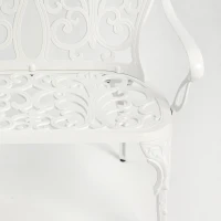 Waterproof and Rust-Proof Patio Garden Bench with Floral Rose Design, Cast Aluminum Outdoor Park Bench, 34.5" L x 22.5" W x 34.5" H, White(m-6)