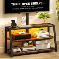 HOMCOM TV Stand with Mount and Power Outlet, Swivel TV Stand Mount with LED Lights for 32-70 Inch TVs for Living Room, Bedroom(m-5)