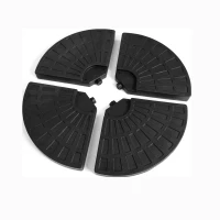 Plastic Umbrella Base with 4 Detachable Weight Plates, Fillable with Water or Sand for Stable Support, 26.5" L x 18.5" W x 3" H, Black(m-1)