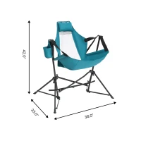 Steel Folding Hammock Camping Chair with Triangle Cross Bracket, Portable Rocking Chair with Adjustable Straps, 35"L x 38"W x 42"H, Blue(m-3)