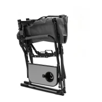 Camping Director's Chair with Side Table and Pocket, Steel Frame, Heavy Duty Oversized Portable Folding Chair, 25" L x 27.5" W x 43.5" H, Gray(m-9)