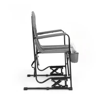 Outdoor Freestyle Rocker Camping Chair with Durable Armrests, Portable Folding Rocking Chair, Drink Holder, Comfortable Backrest, 250 lbs Capacity, 24" L x 23" W x 37" H, Gray(m-8)