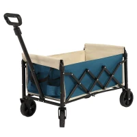 Lightweight Portable Heavy Duty Folding Beach Wagon with Wheels, Outdoor Utility Cart for Grocery, Garden, 26" L x 16" W x 17.5" H, Blue(m-2)