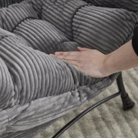 Ergonomic Lounge Accent Chair with Ottoman, Armrests and Side Pocket, Modern Lazy Chair with Steel Frame, 31.5" L x 25" W x 37.5" H, Gray(m-9)