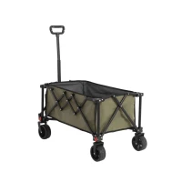 Folding Wagon Cart with All Terrain Wheels, Adjustable Handle, Quick Setup and Folding Garden Cart, 30.5" L x 19" W x 18" H, Army Green(m-6)