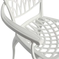 3-Piece Patio Bistro Set with Cushions, Umbrella Hole, Adjustable Foot Caps, All-Weather Cast Aluminum Table and Chairs for Garden, Balcony, White(m-7)