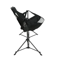 Hammock Camping Chair with Cup Holder and Carry Bag, Folding Portable Rocking Chair with Adjustable Back, 38" L x 35" W x 45" H, Black(m-12)