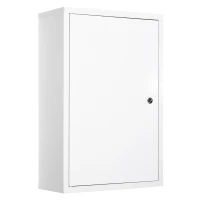 kleankin Steel Wall Mount Medicine Cabinet 3 Tier Emergency Box for Bathroom Kitchen, Lockable with 2 Keys - White(m-1)