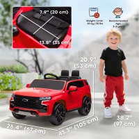Aosom 12V Licensed Chevrolet TAHOE Ride On Car with Remote Control for 3-6 Years Old, Red(m-3)