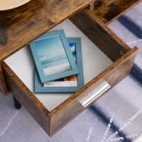 HOMCOM Retro Coffee Table with Storage Shelf and Drawer for Living Room, Vintage Wooden Sofa Side Table, Rustic Brown(m-11)