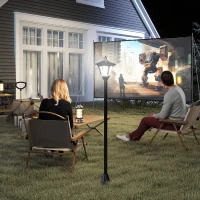 Outsunny Single Solar Lamp Post Garden Solar-Powered LED Streetlight Style Outdoor Light Waterproof 5-6 Hours with Base for Lawn Pathway Walkway 47"H, Black(m-1)