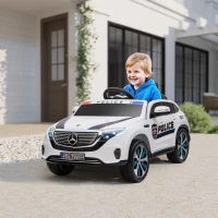 Aosom Licensed BENZ EQ Kids Electric Ride On Car, 12V 7AH Battery-powered Kids Police Car Toy with Parental Remote Control Music Lights Suspension Wheels for 3-5 Years Old White(m-1)