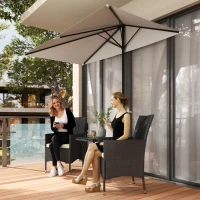 Outsunny 8ft Half Umbrella Outdoor Balcony Parasol Patio Garden Outdoor Window Sun Shade w/ 5 Ribs, Cream White(m-10)