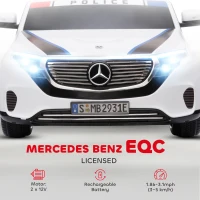 Aosom Licensed BENZ EQ Kids Electric Ride On Car, 12V 7AH Battery-powered Kids Police Car Toy with Parental Remote Control Music Lights Suspension Wheels for 3-5 Years Old White(m-4)
