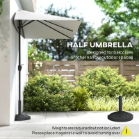 Outsunny 8ft Half Umbrella Outdoor Balcony Parasol Patio Garden Outdoor Window Sun Shade w/ 5 Ribs, Cream White(m-4)